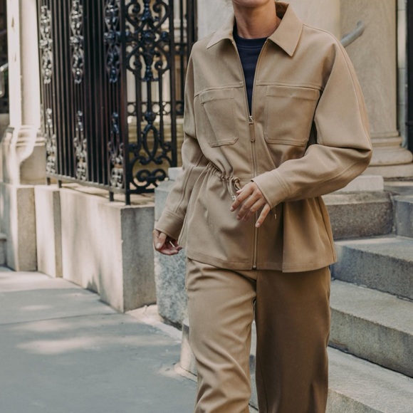 NWT Zara Adjustable Waist Pocket Suede Jacket Tan / Camel Size Small - Picture 4 of 10